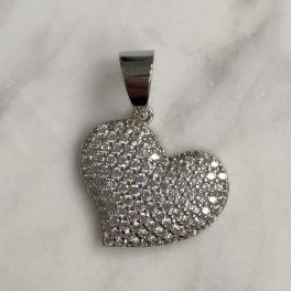 Sterling Silver Heart Cubic Zirconia Pendant