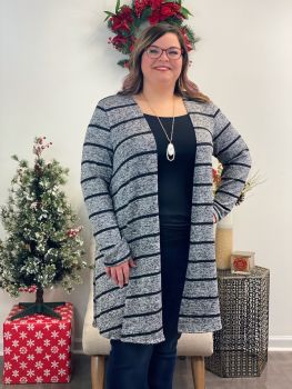 Chilly Day Cardigan In Plus - Grey