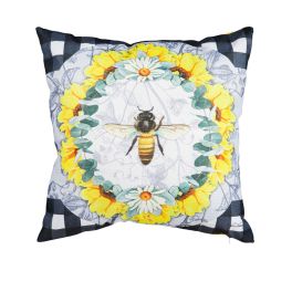 Honey Bee And Flowers Interchangeable Pillow Cover