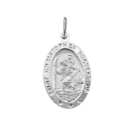 Sterling Silver Oval St. Christopher Charm - 22mm x 13mm