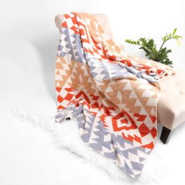 Soft Luxe Knit Blanket - Orange Aztec
