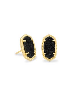Kendra Scott Ellie Gold Stud Earrings In Black Drusy 