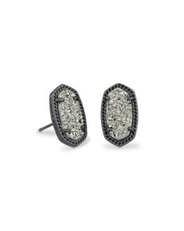Kendra Scott Ellie Gunmetal Earrings In Platinum Drusy