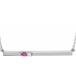 Sterling Silver 2-Stone Family Bar Necklace