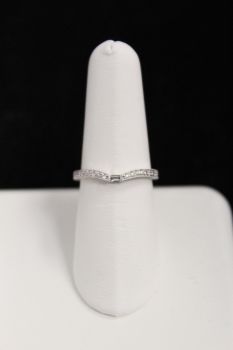 14K White Gold Diamond Curved Band - .13CT