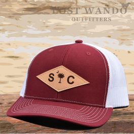 SC Diamond Palmetto Hat - Cardinal & White