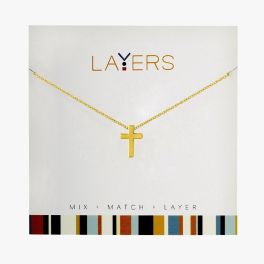 Layers Gold Tone Cross Necklace 
