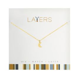 Layers Gold Tone Moon Necklace