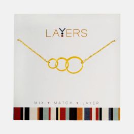 Layers Gold Tone Trio Open Circles Necklace