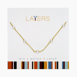Layers Gold Tone Multi Pearl Necklace