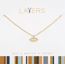 Layers Gold Tone Evil Eye Necklace
