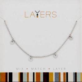 Layers Silver Tone Disc Necklace