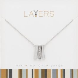 Layers Silver Tone Trio Bar Necklace