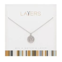 Layers Silver Tone Cubic Zirconia Round Necklace