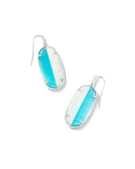 Kendra Scott Elle Silver Intarsia Drop Earrings In Blue Intarsia