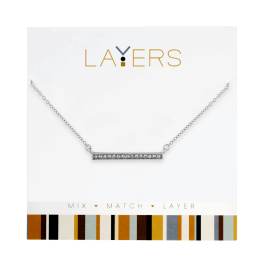 Layers Silver Tone Cubic Zirconia Horizontal Bar Necklace