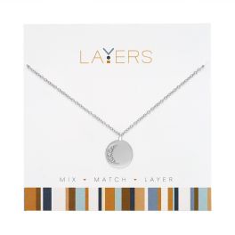 Layers Silver Tone Crescent Moon Necklace