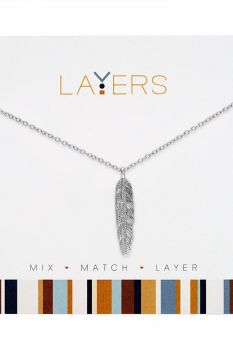 Layers Silver Tone Feather Necklace