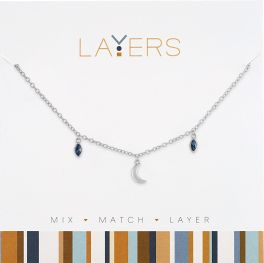Layers Silver Tone Mini Montana Moon Necklace
