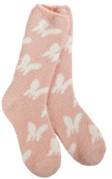 World's Softest Socks Cozy Butterfly Crew - Butterfly Rose