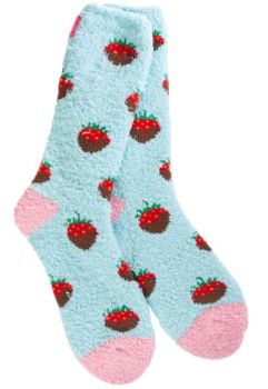World's Softest Socks Holiday Spring Cozy Crew - Chocolate Strawberry