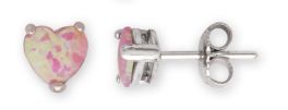 Sterling Silver Pink Opal Heart Earrings 