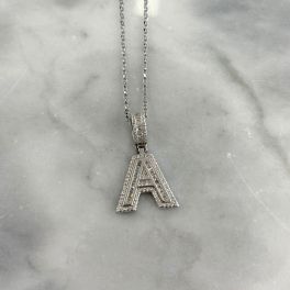 Sterling Silver Baguette Initial Necklaces