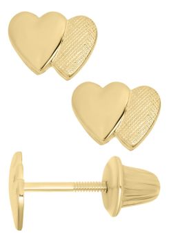 Kids 14K Yellow Gold Heart Safety Earrings