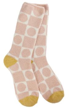 World's Softest Socks Cozy Cali Crew - Geometric Rose