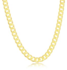 Sterling Silver Gold Plated 6mm Cuban Chain - 24"