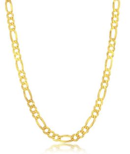 Sterling Silver Gold Plated 6mm Figaro Chain - 18"