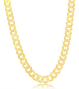 Sterling Silver Gold Plated 8mm Cuban Chain - 20"
