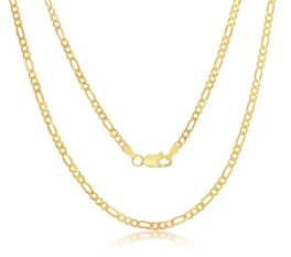Sterling Silver Gold Plated 2.8mm Figaro Chain - 16"