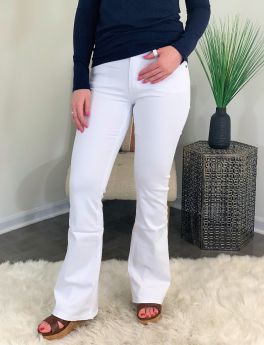 Look Me Up Mid Rise Flare Jeans - White