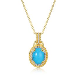 Lafonn Gold Plated Turquoise Oval Halo Necklace