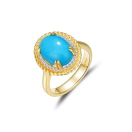 Lafonn Gold Plated Turquoise Halo Ring