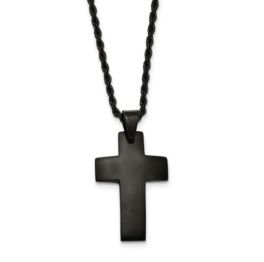 Stainless Steel Black Plated Cross Necklace 