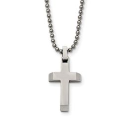 Stainless Steel Polished Cross Necklace - 20" 