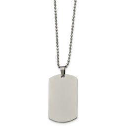 Stainless Steel Brushed & Polished Dog Tag Necklace 