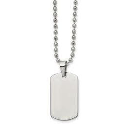 Stainless Steel Steel Brushed Dog Tag Necklace - 22"