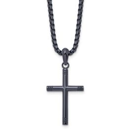 Men's Stainless Steel Dark Cross Necklace - 24"