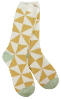 World's Softest Socks Cozy Cali Crew - Triangle Gold
