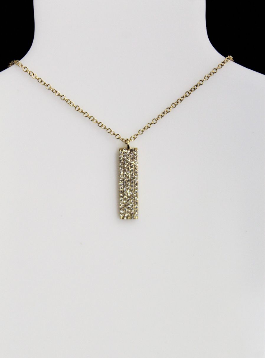 14K Yellow Gold Diamond Vertical Bar Necklace .25CT